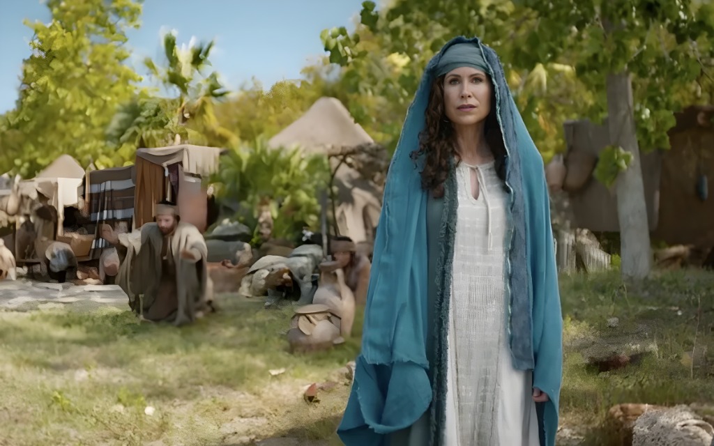 Representação de mulheres bíblicas da série The Faithful como Sara, Agar, Rebeca, Lia e Raquel em cena da série